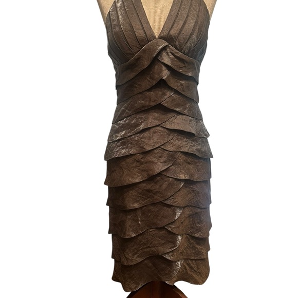 Cache Shimmering Brown Layered Dress - Picture 1 of 5